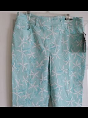 Women's Aqua Floral Cropped Jeans